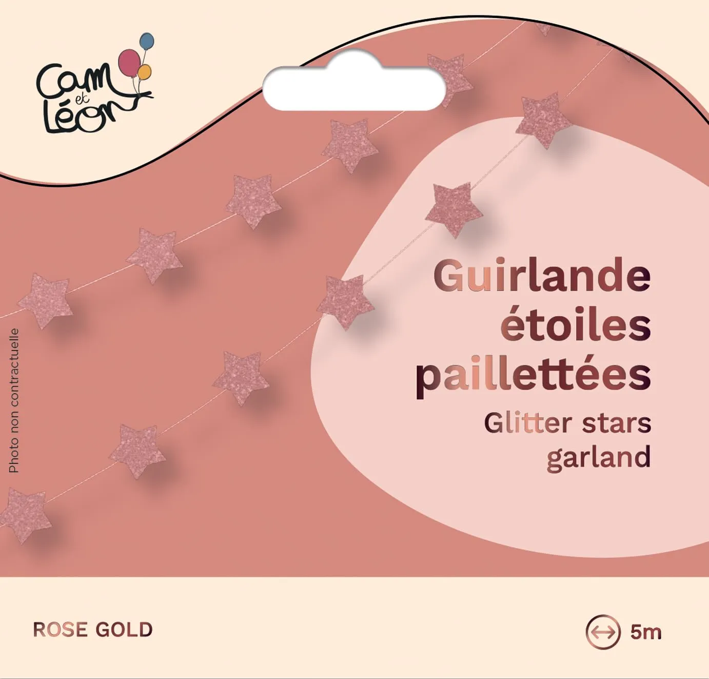 P'tit Clown Re22624 Ghirlanda Stelle Decorazione Rosa Oro 3 m