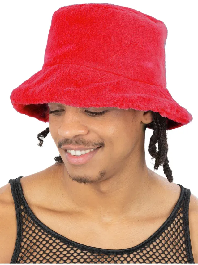 Smiffys 90s cappello bucket pelliccia rossa adulto unisex