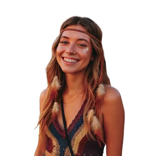 Fiestas Guirca fascia indiana con piume pendenti costume