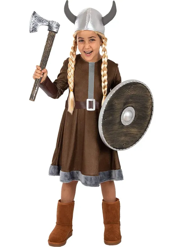 Funidelia Costume da Vichinga Bambina 3-4 Anni Marrone