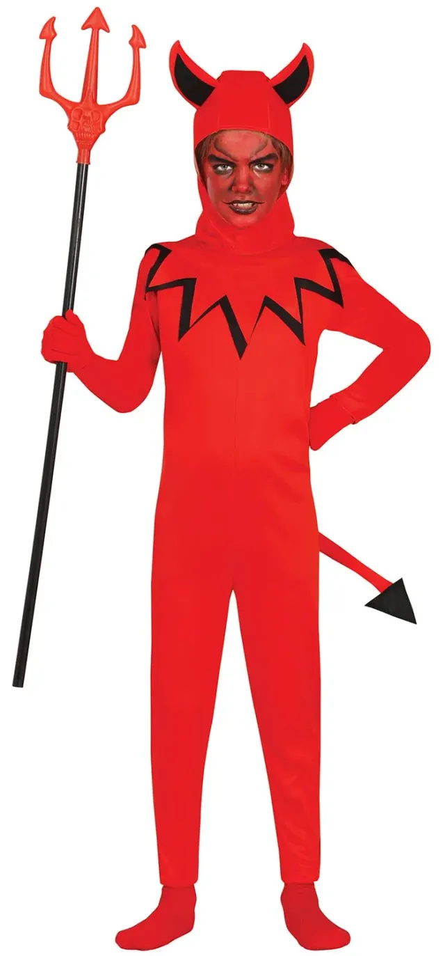 Guirca Diavolo Bambino costume rosso 7-9 anni con cappuccio