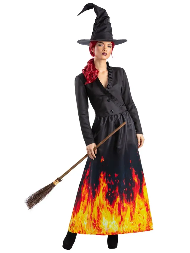 Smiffys Burning Witch Costume Strega Fiamme Donna S-XXL