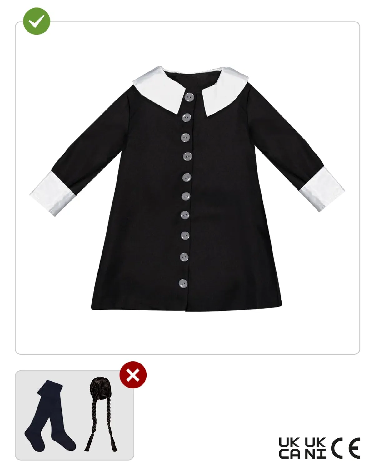 Funidelia Costume Mercoledì Addams Bambina 5-6 Anni