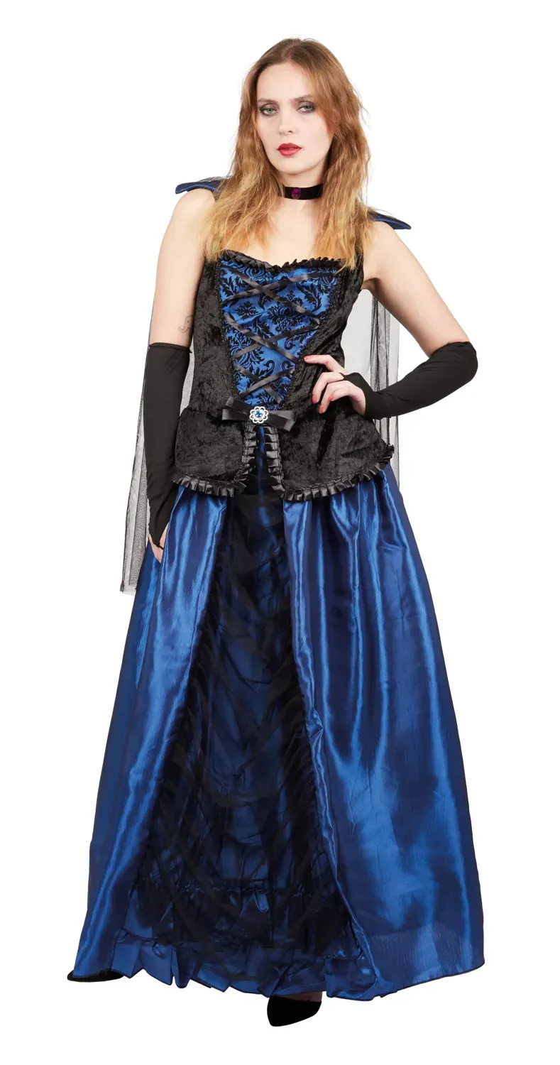 P'tit Clown Contessa Gotica costume donna blu con mantello