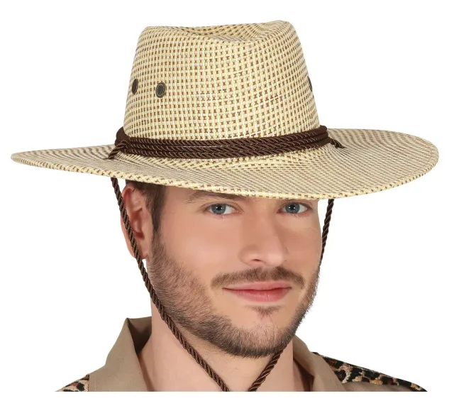 Guirca Cappello da Cowboy Marrone Tessuto Adulto