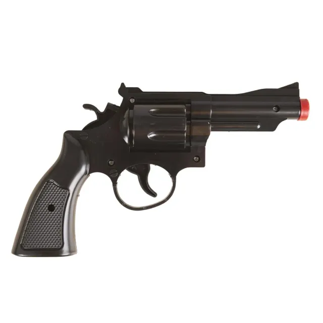 P'tit Clown Revolver finto nero plastica 25 cm adulto