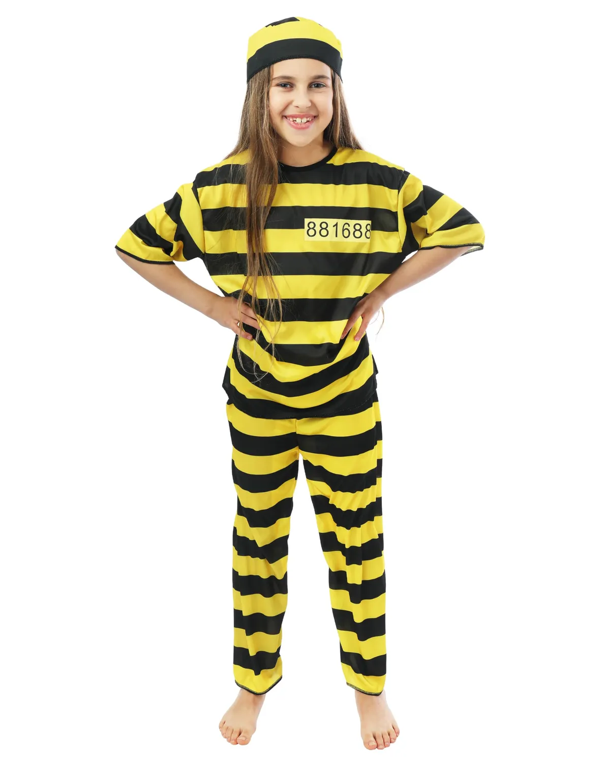 P'tit Clown costume prigioniero bambino 10-12 anni 3 pezzi