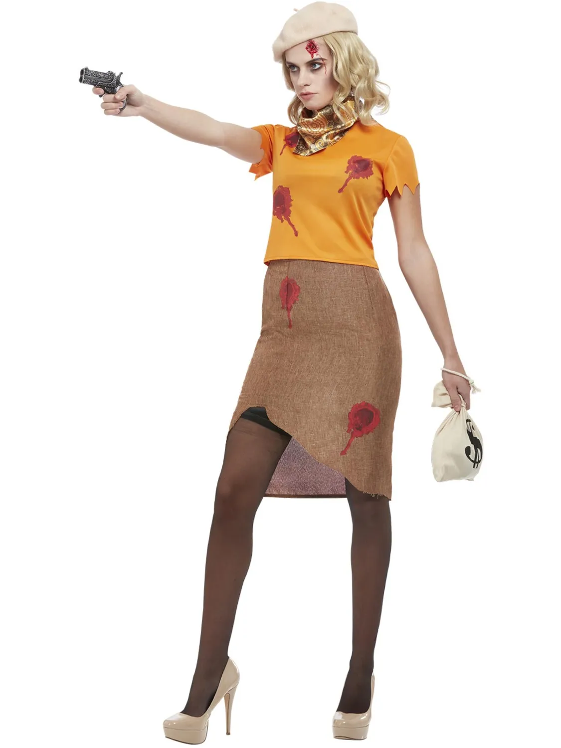 Smiffys Bonnie Zombie Gangster costume arancione L