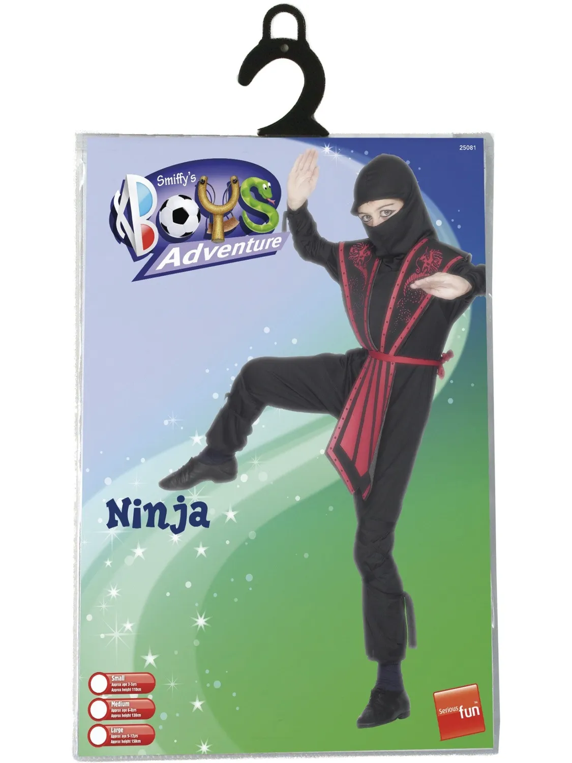 Smiffys Ninja costume bambino nero 7-9 anni