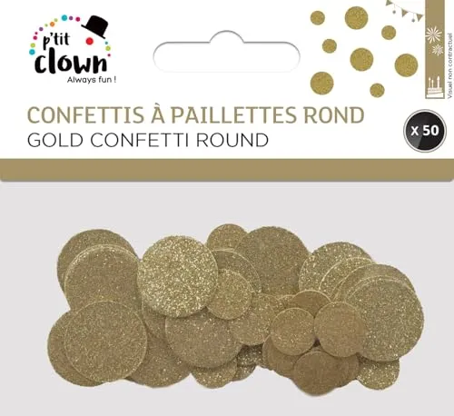 P'tit Clown RE21224 coriandoli glitter rotondi oro 50 pz