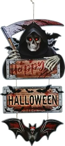 Fiestas Guirca Cartello Porta Halloween mietitore 60 cm legno