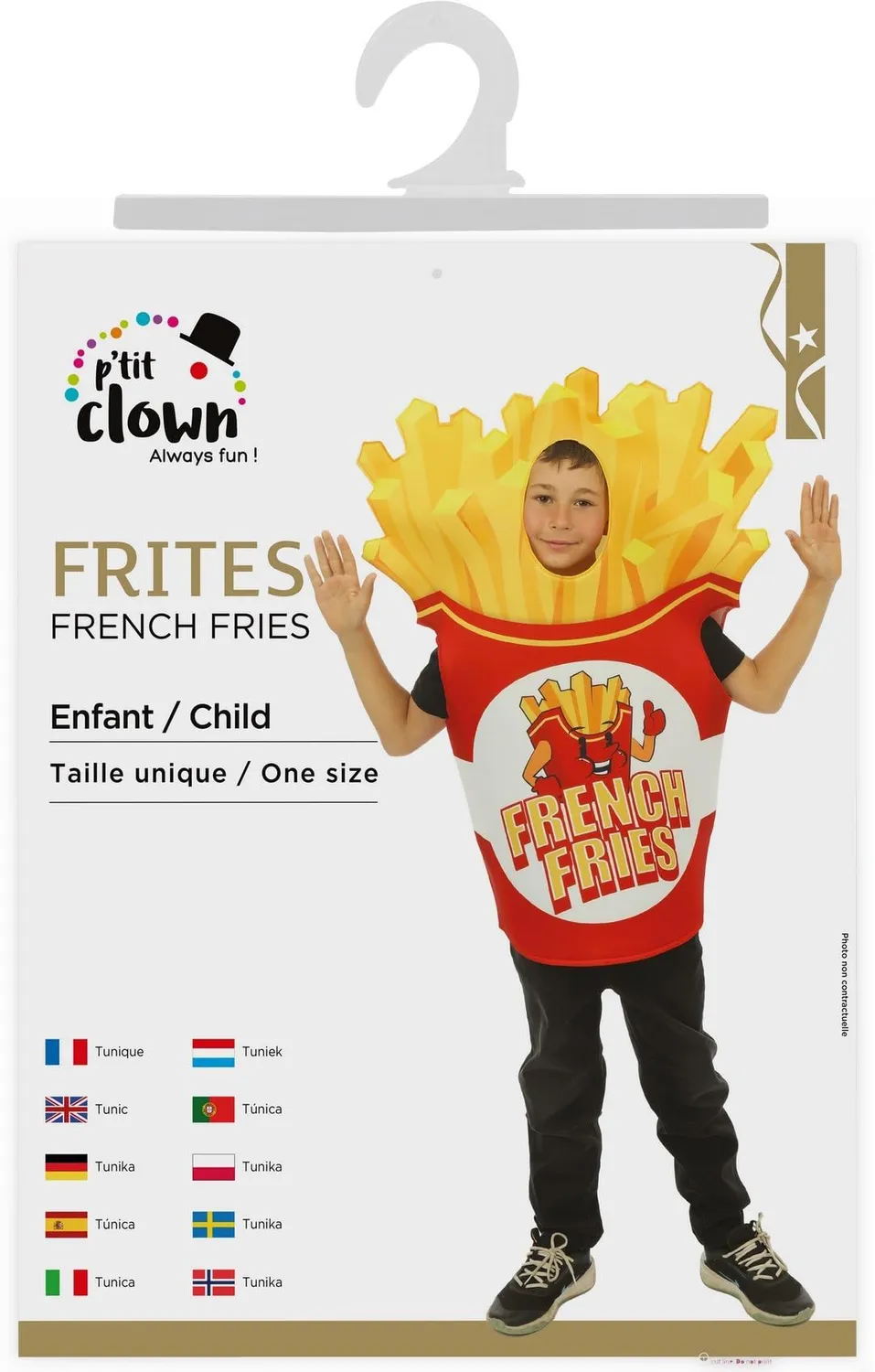 P'tit Clown costume patatine fritte bambino taglia unica
