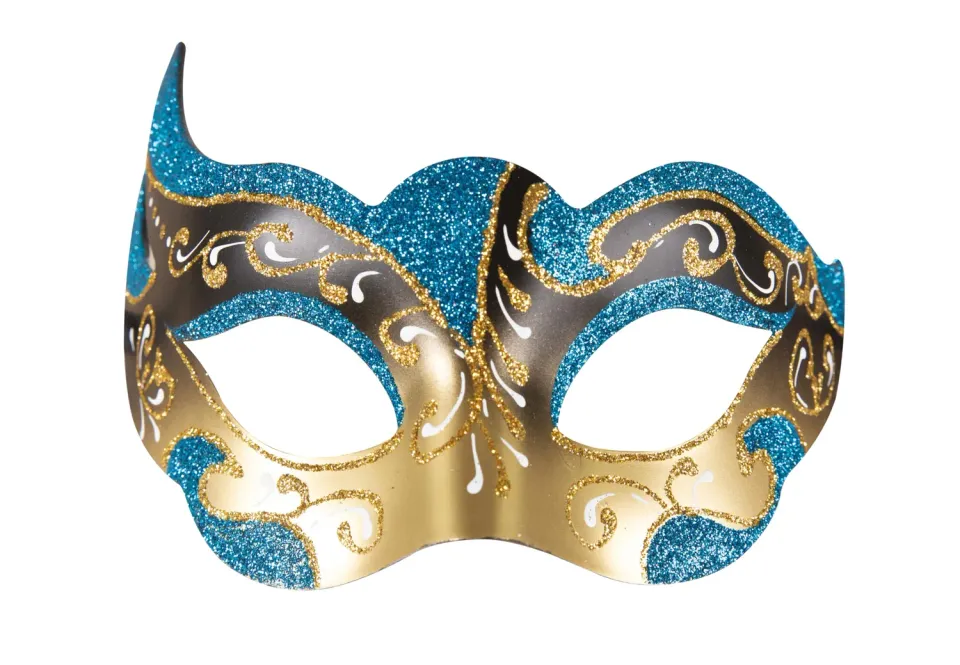 P'tit Clown 23405 maschera veneziana blu oro adulto