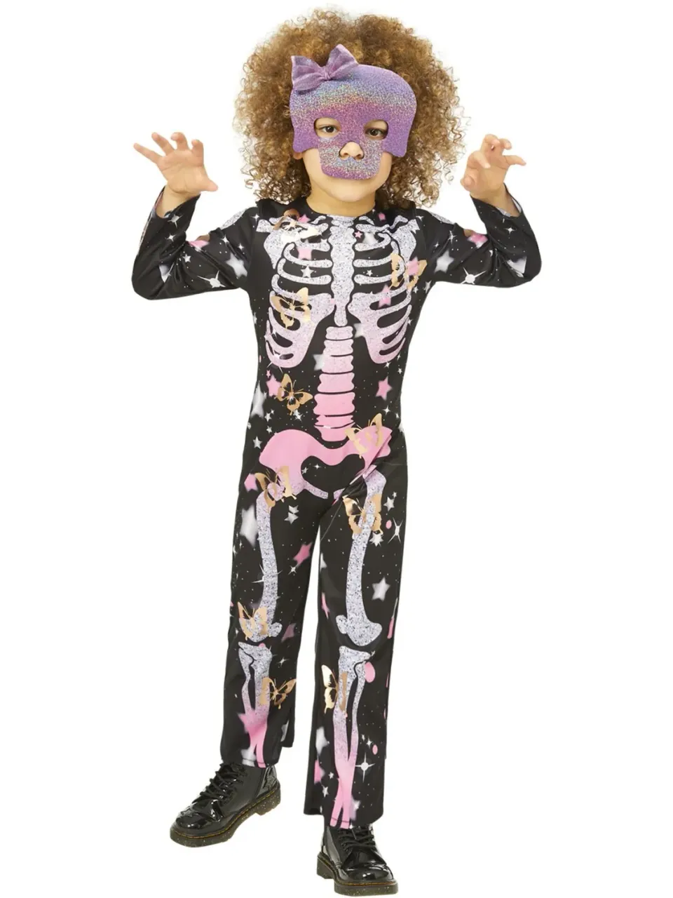 Smiffys Skeleton Rose Gold Costume Scheletro Bambina Tutina