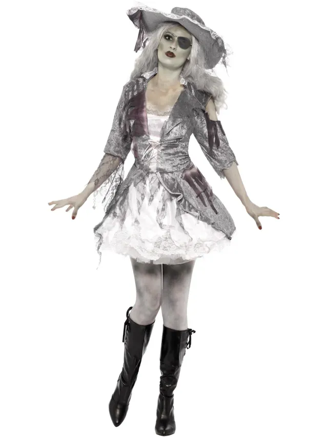Smiffys Ghost Ship costume pirata fantasma donna con cappello