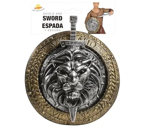 Fiestas Guirca 17289 set scudo leone e spada romana gladiatore