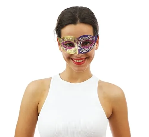 P'tit Clown 23403 maschera veneziana viola e oro