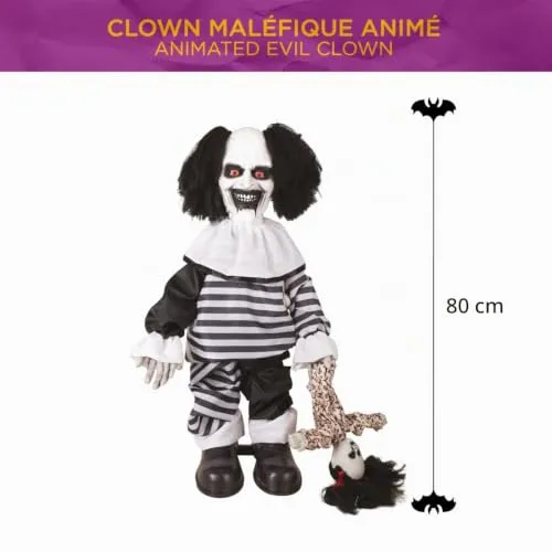 P'tit Clown Clown Malefico Animatronic 80 cm Nero Bianco