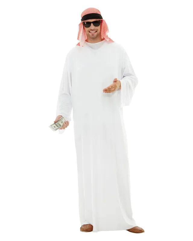 Funidelia Costume Arabo Bianco S con Foulard Uomo