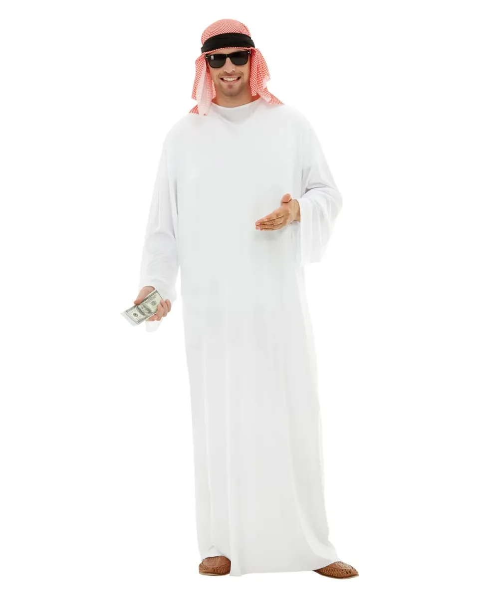Funidelia Costume Arabo Bianco S con Foulard Uomo