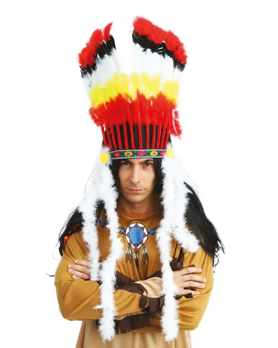 P'tit Clown 26300 copricapo indiano rosso giallo taglia unica