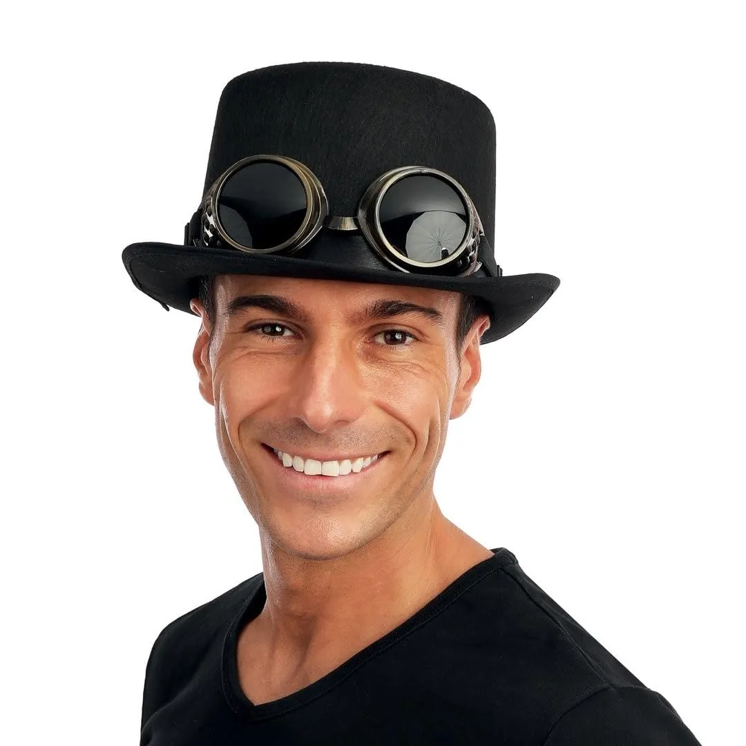 P'tit Clown 95840 cappello steampunk nero adulto con occhiali