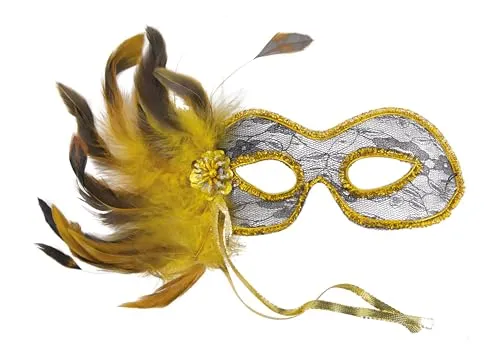 P'tit Clown maschera veneziana pizzo e piume colore casuale