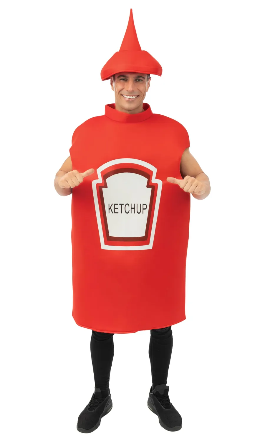 P'tit Clown costume bottiglia Ketchup adulto taglia unica tunica
