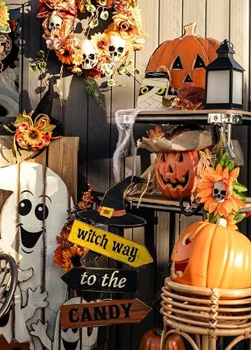 P'tit Clown re22967 zucca legno luminosa 32 cm Halloween