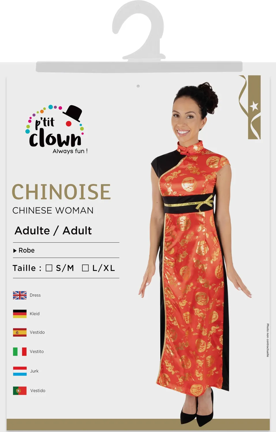 P'tit Clown Abito Cinese costume adulto rosso
