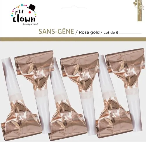 P'tit Clown 32182 occhiali festa oro rosa plastica 6 pezzi