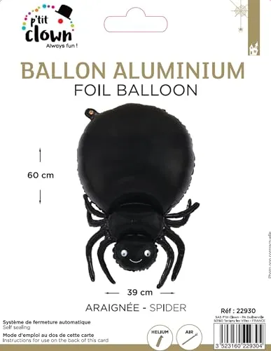 P'tit Clown re22930 palloncino ragno nero 60 cm