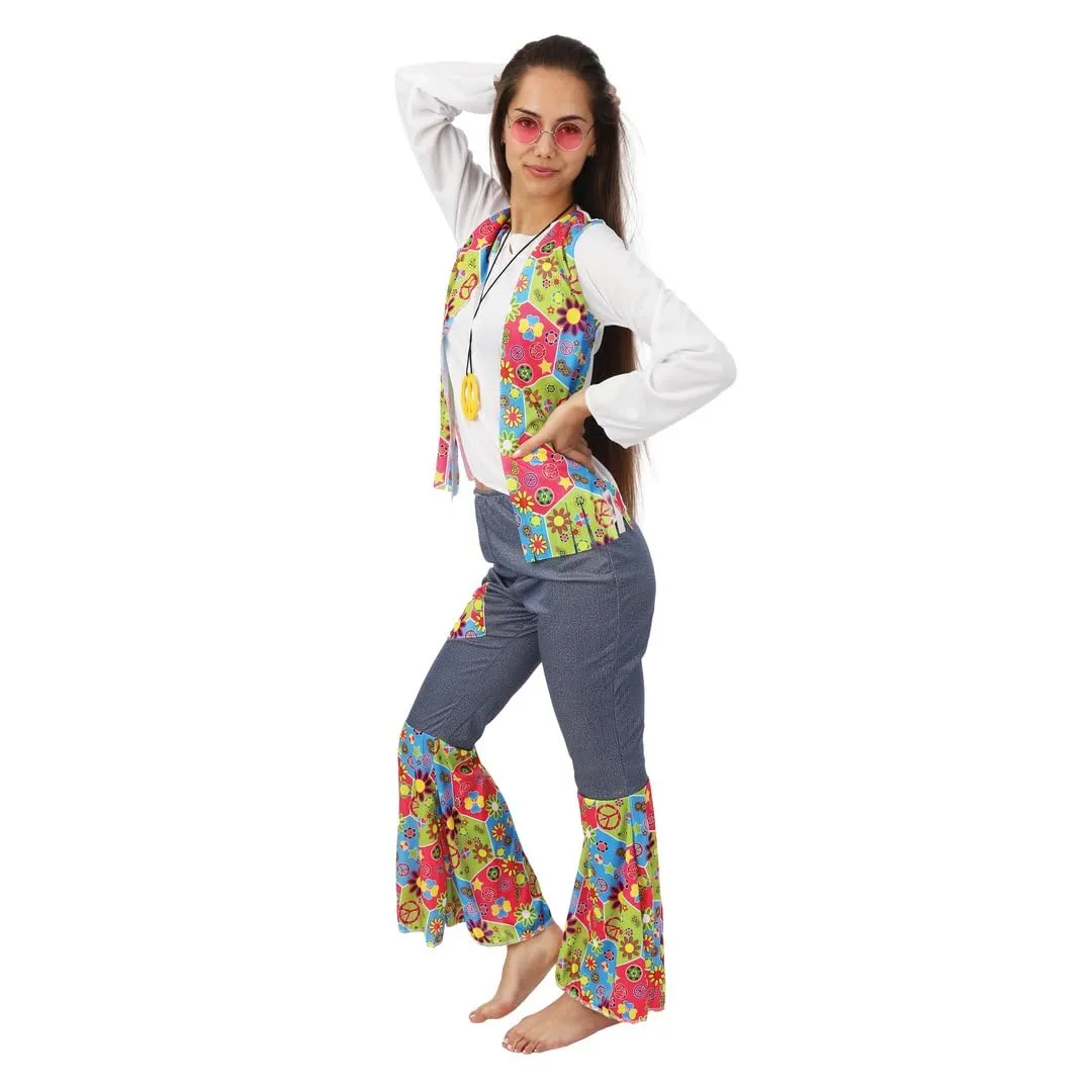 P'tit Clown Hippie Donna Costume L-XL Flower Power