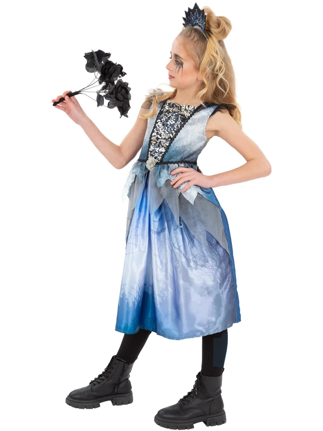 Smiffys Spirit Bride costume bambina blu con tiara