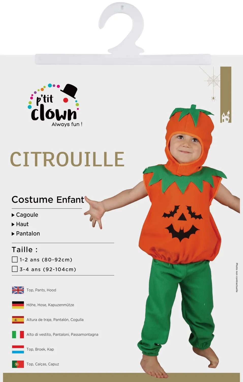 P'tit Clown 82778 costume zucca neonato 80/92 cm arancione