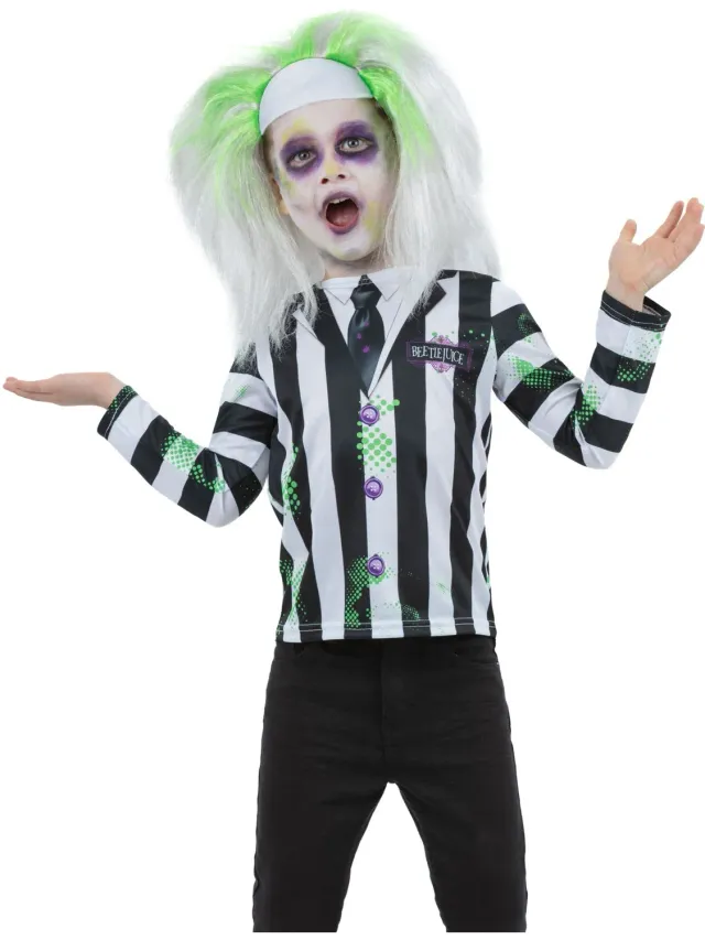 Smiffys Beetlejuice Maglia Bambino M 7-9 Rigata