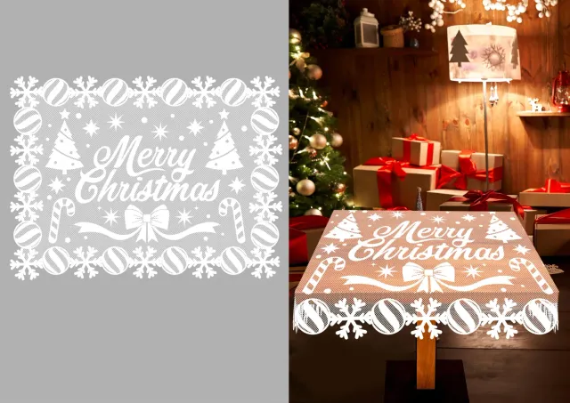 Fiestas Guirca Merry Christmas tovaglia bianca 100x75 cm
