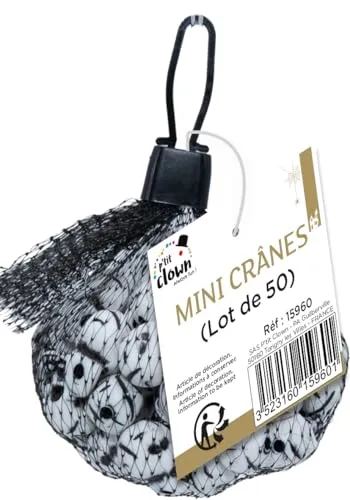 P'tit Clown Mini Teschi Bianchi 2,5 cm Confezione 50 Pezzi