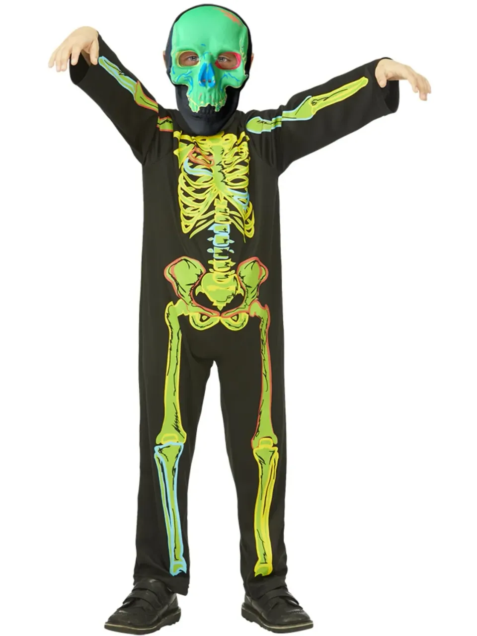 Smiffys Neon Skeleton costume scheletro bambino 10-12 anni