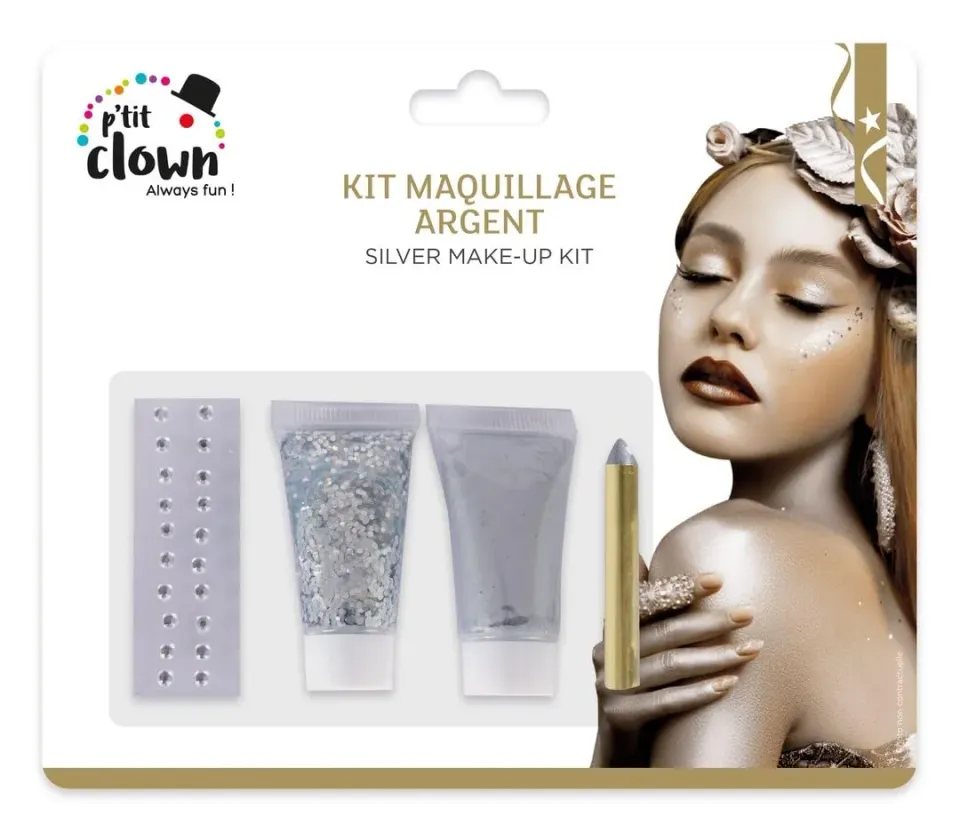 P'tit Clown 23353 Kit Trucco Argento Brillante Glitter