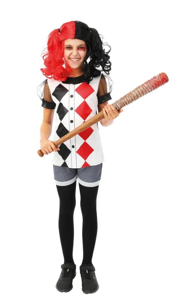 P'tit Clown Costume Clown Arlecchino Bambina 10-12 Anni Nero Rosso