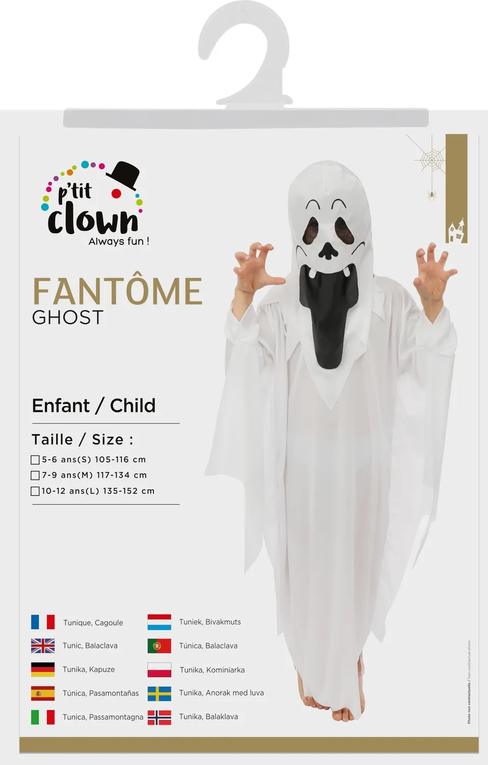 P'tit Clown costume fantasma bambino per Halloween