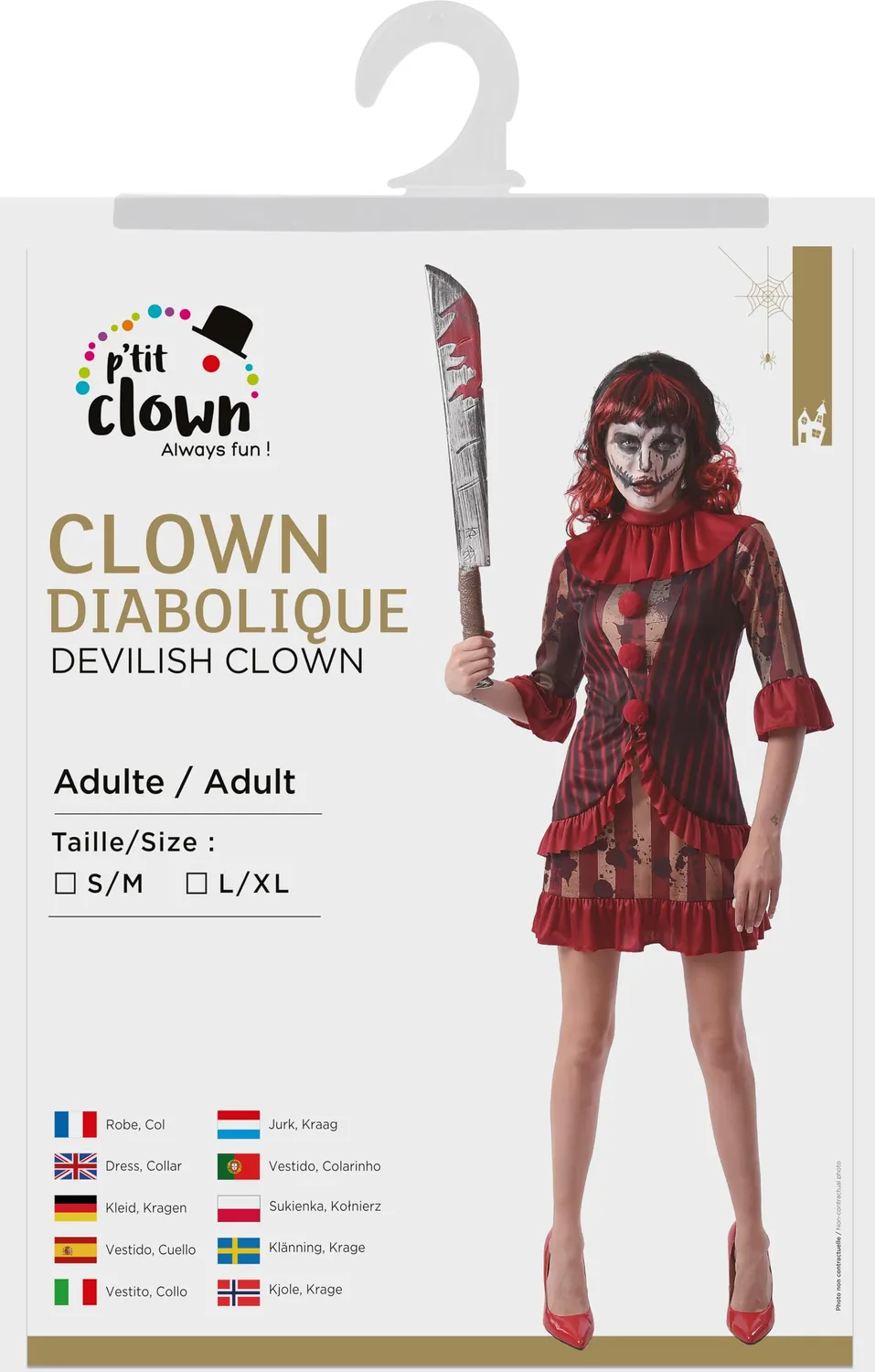 P'tit Clown Clown Diabolico costume adulto L-XL rosso