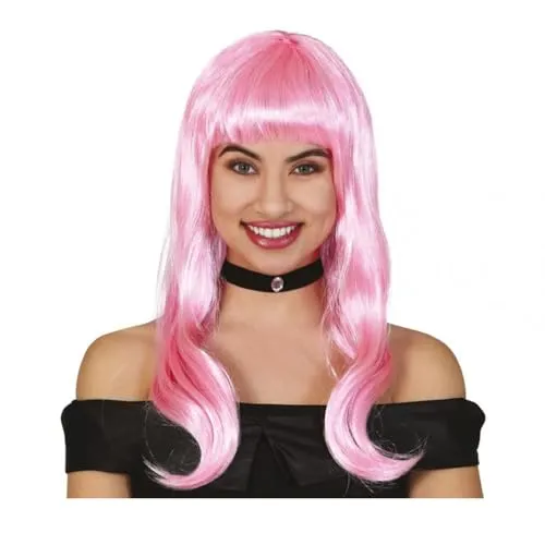 Fiestas Guirca Melena Rosa parrucca adulto lunga rosa
