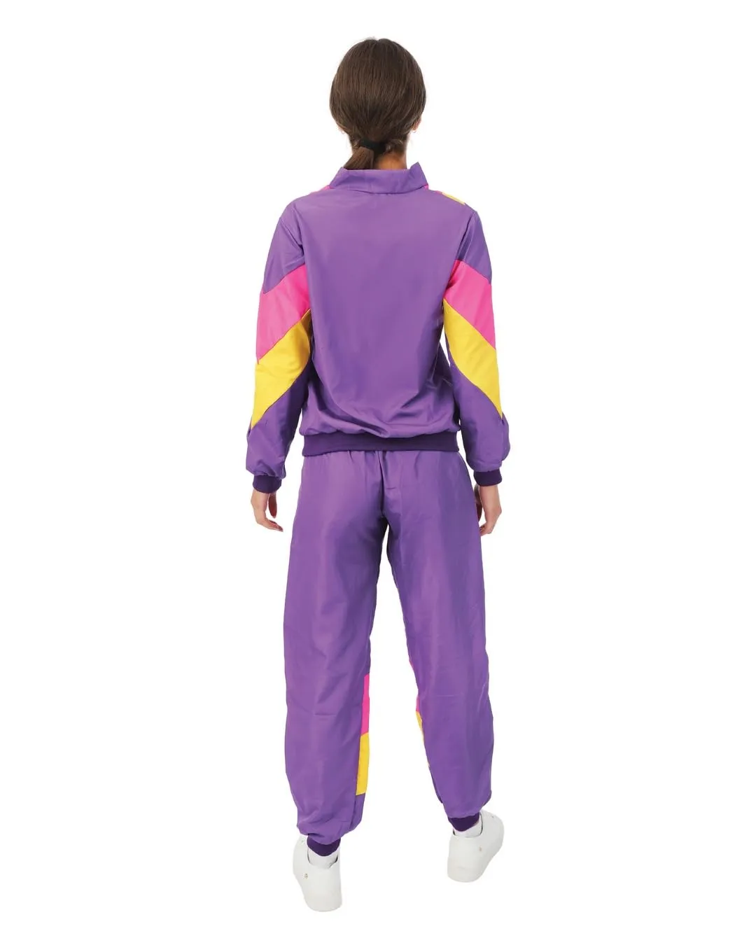 P'tit Clown Anni 80 Tuta Sportiva Costume Viola L Donna