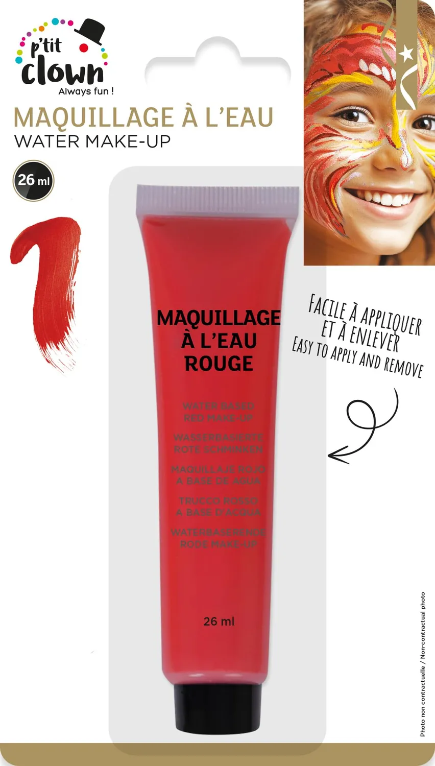P'tit Clown RE81783 trucco rosso con pennello Carnevale