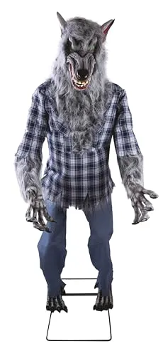 P'tit Clown Lupo Mannaro Animato 180 cm Decorazione Halloween Grigio