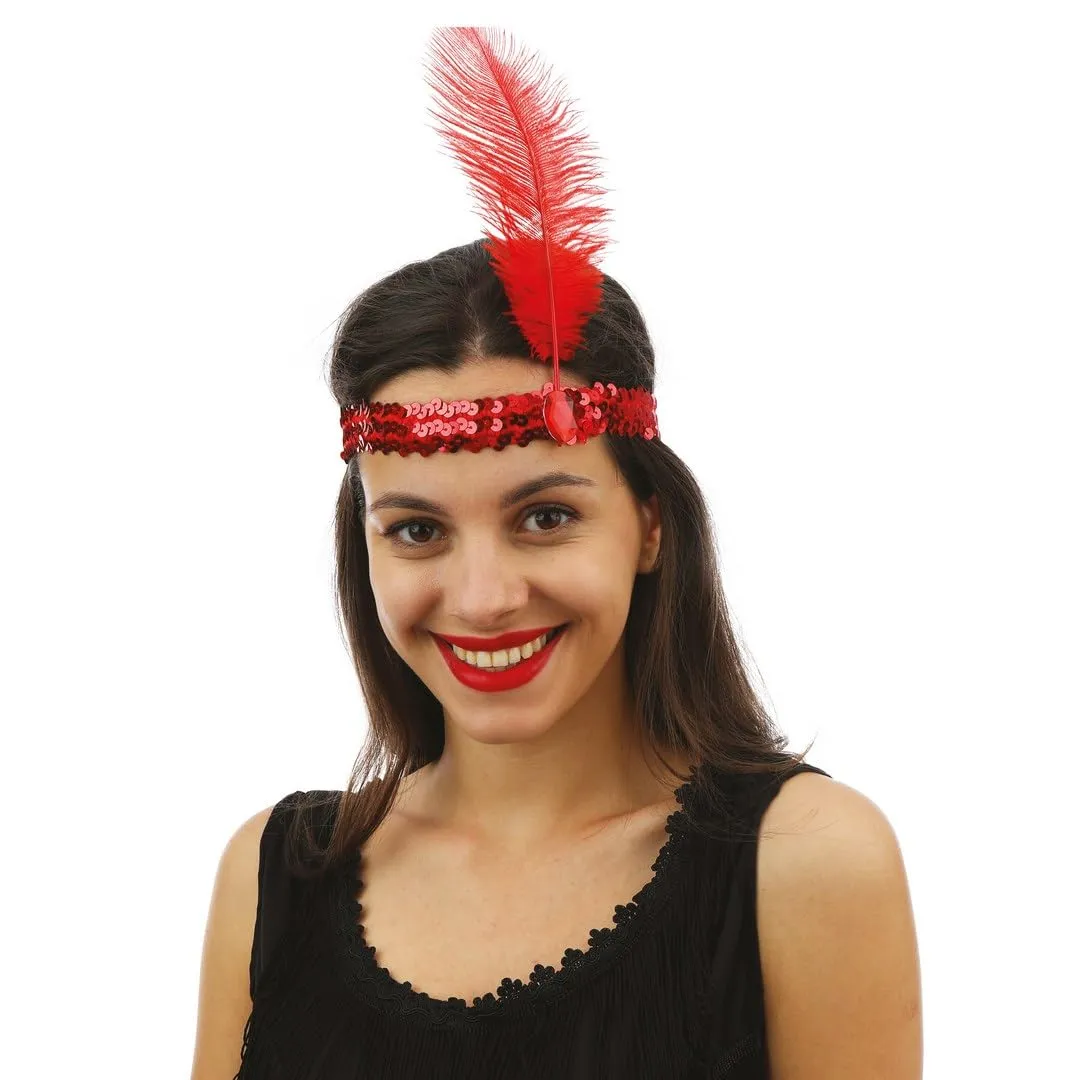 P'tit Clown fascia Charleston paillettes piuma argento adulto