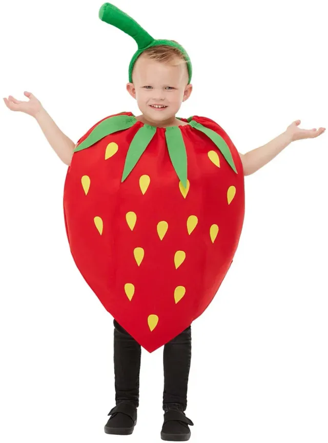 Funidelia costume fragola rosso bambino 3-6 anni tunica