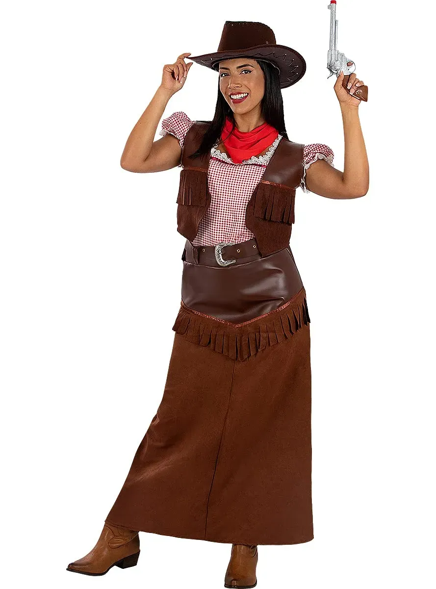 Funidelia Cowgirl Deluxe costume donna S marrone western